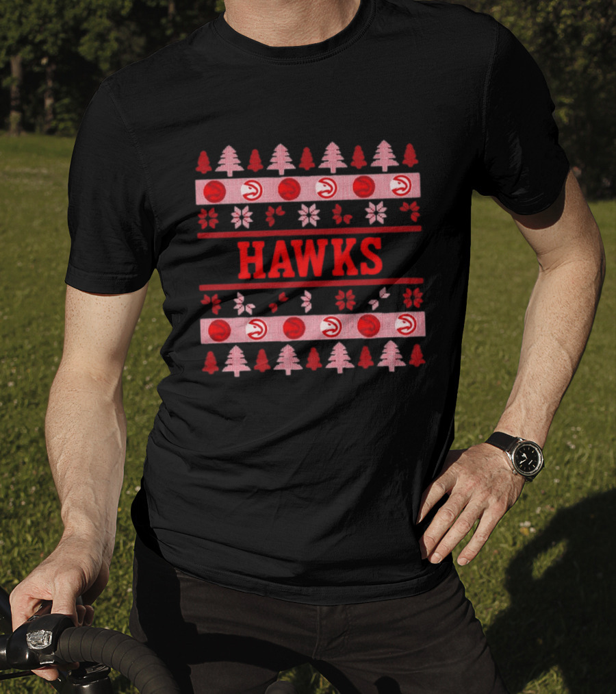 Atlanta Hawks Basketball Holiday Ugly Christmas Sweater T-Shirt