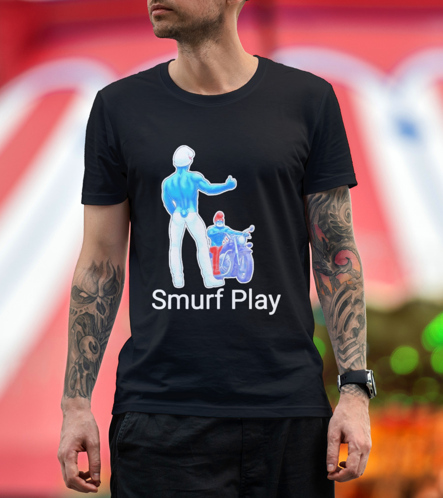 Smurf Play Gay LGBT Biker T-Shirt