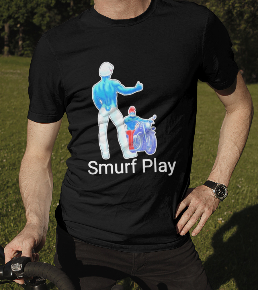 Smurf Play Gay LGBT Biker T-Shirt