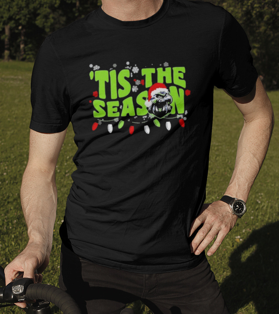 Tis The Season Christmas Seattle Seahawks Football Santa Hat T-Shirt