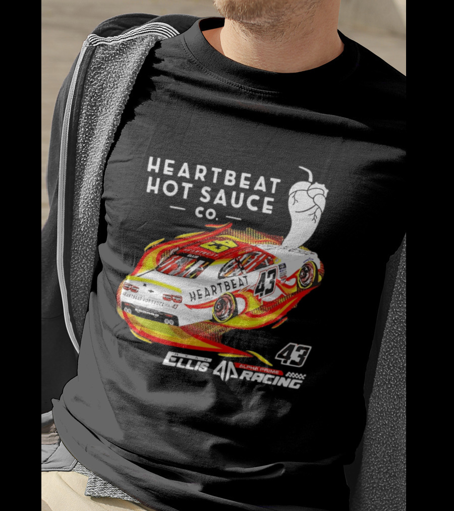 Heartbeat Hot Sauce Co Ryan Ellis 43 Alpha Prime Racing T-Shirt