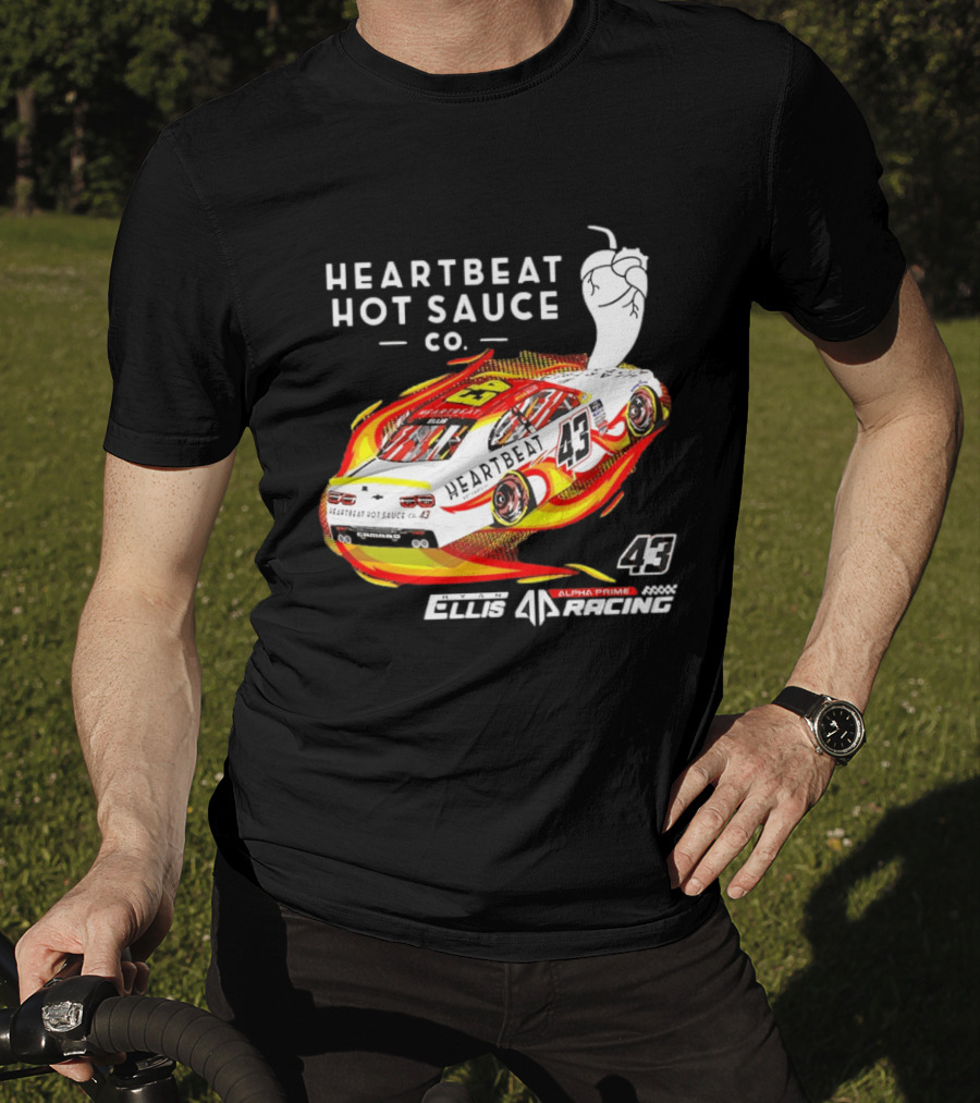 Heartbeat Hot Sauce Co Ryan Ellis 43 Alpha Prime Racing T-Shirt