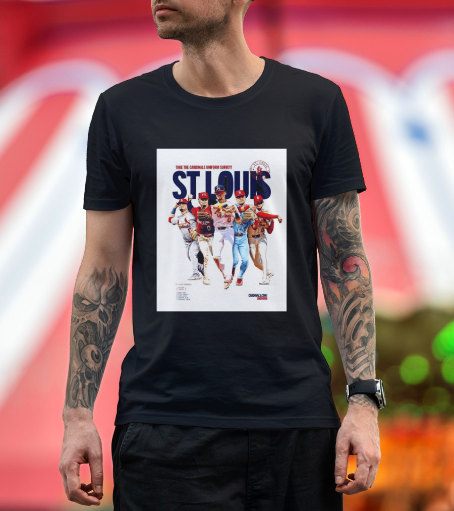Take The Cardinals Uniform Survey St Louis Historic Baseball Players T-Shirt
