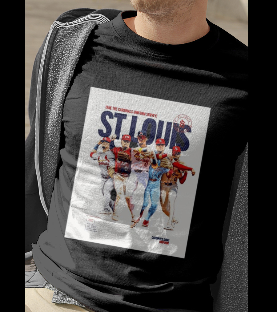 Take The Cardinals Uniform Survey St Louis Historic Baseball Players T-Shirt