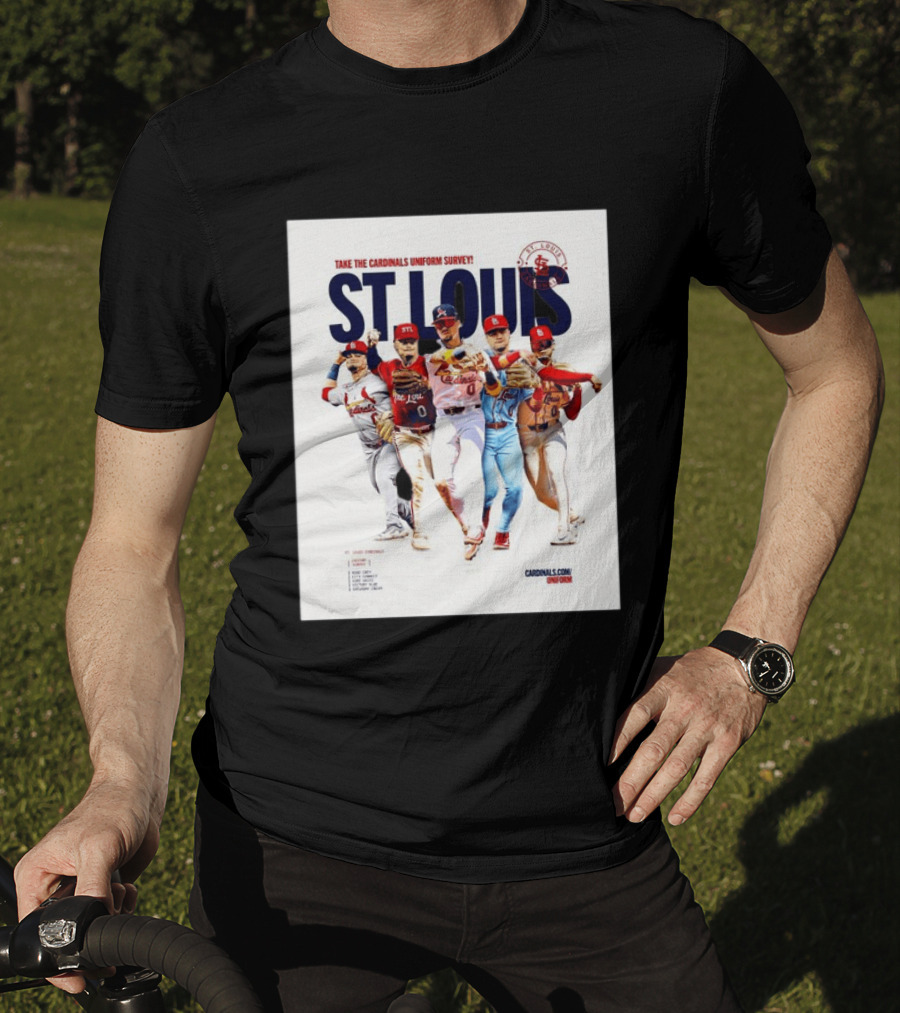 Take The Cardinals Uniform Survey St Louis Historic Baseball Players T-Shirt