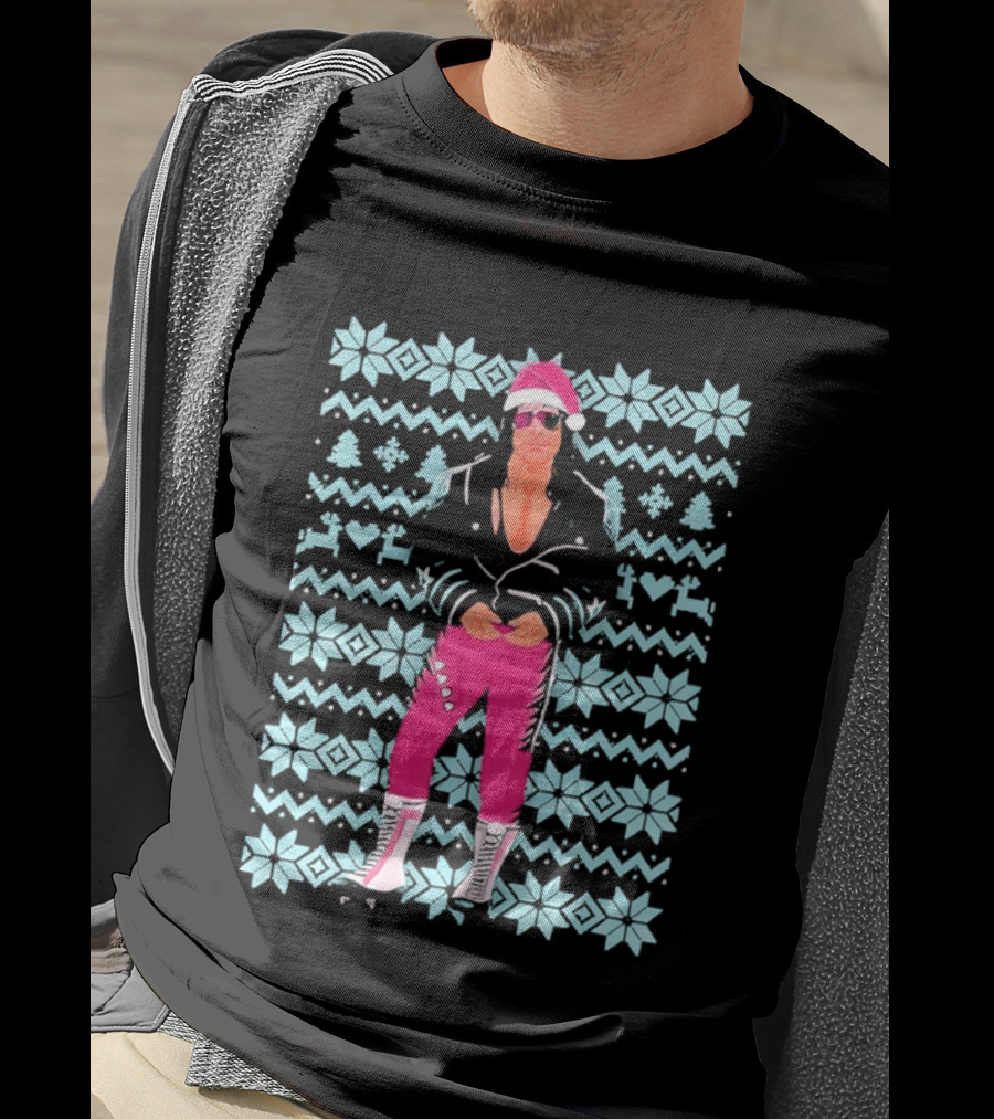 Bret Hart Ugly Christmas Jumper Retro Festive Pink Santa Outfit T-Shirt