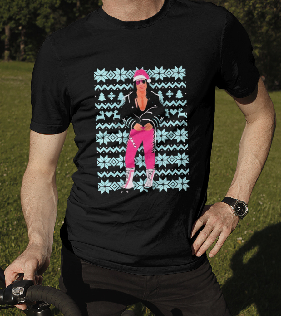 Bret Hart Ugly Christmas Jumper Retro Festive Pink Santa Outfit T-Shirt