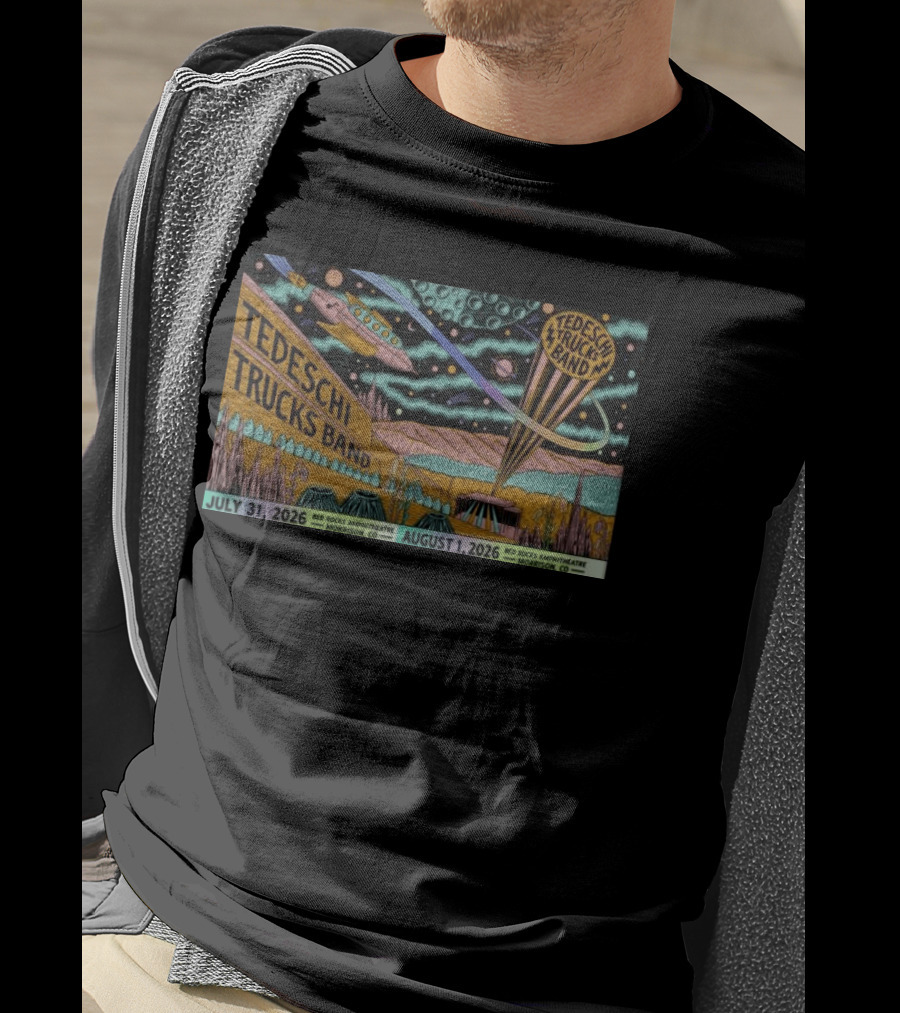 Tedeschi Trucks Band Concert July 31 August 1 2026 Red Rocks Amphitheatre Morrison CO Retro Sci Fi Space T-Shirt