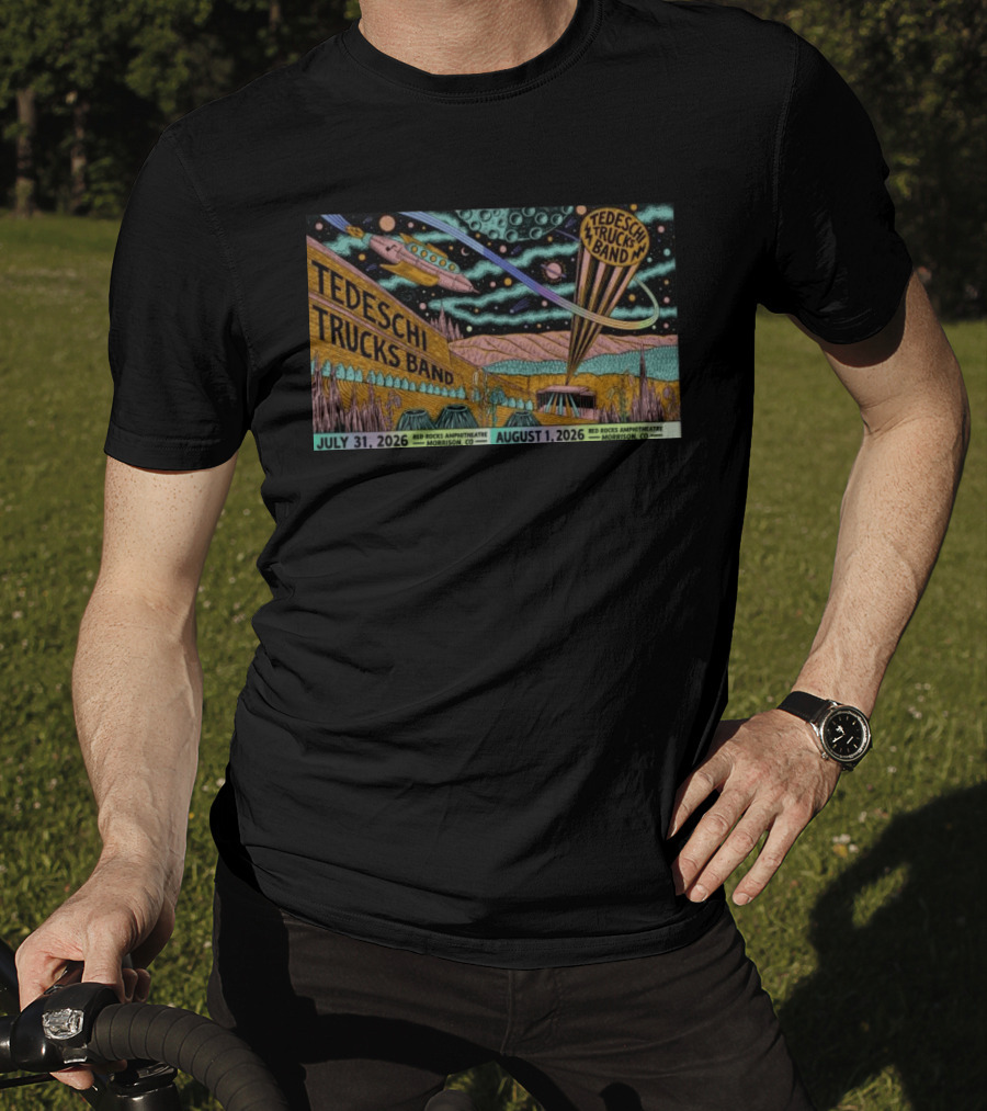 Tedeschi Trucks Band Concert July 31 August 1 2026 Red Rocks Amphitheatre Morrison CO Retro Sci Fi Space T-Shirt
