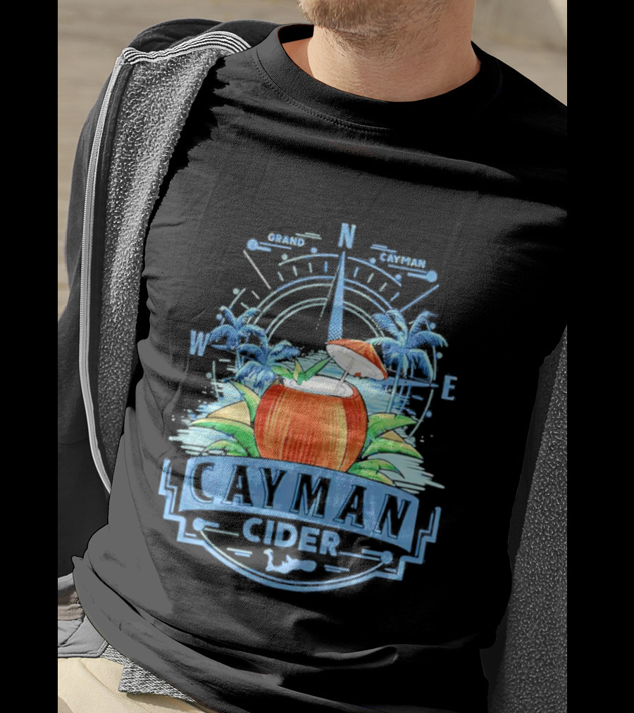 Cayman Cider Tropical Compass Palm Trees Beverage T-Shirt