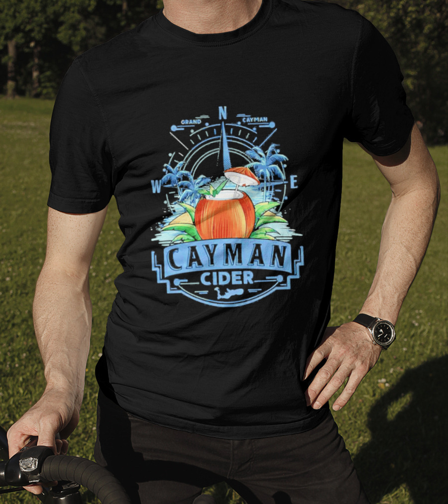 Cayman Cider Tropical Compass Palm Trees Beverage T-Shirt