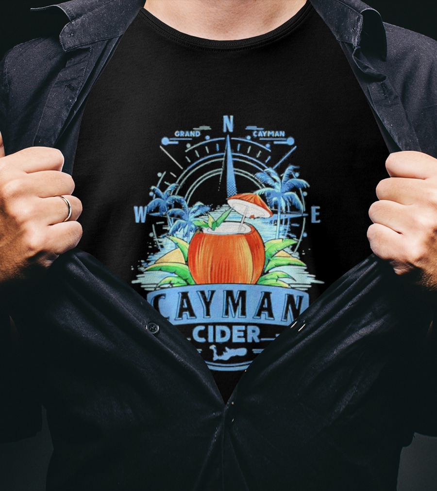 Cayman Cider Tropical Compass Palm Trees Beverage T-Shirt