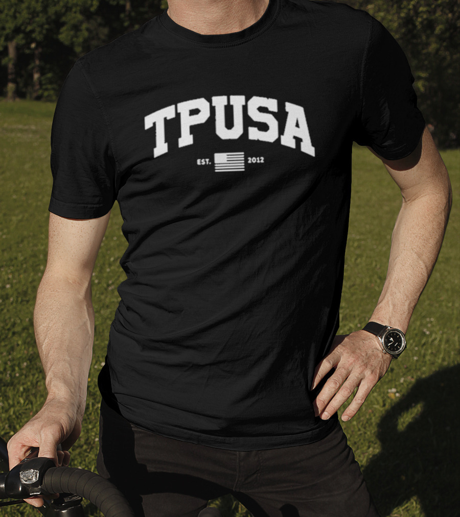 TPUSA Established 2012 Collegiate Style With Flag T-Shirt