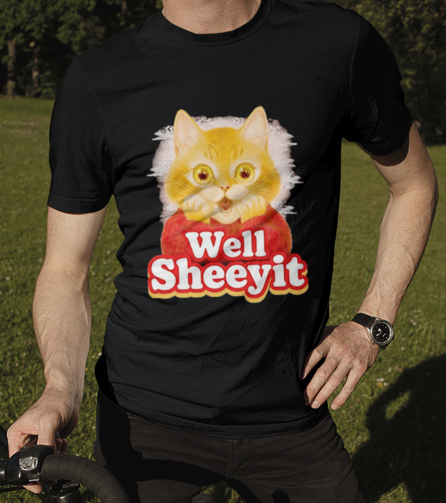 Well Sheeyit Surprised Orange Cat Humor T-Shirt
