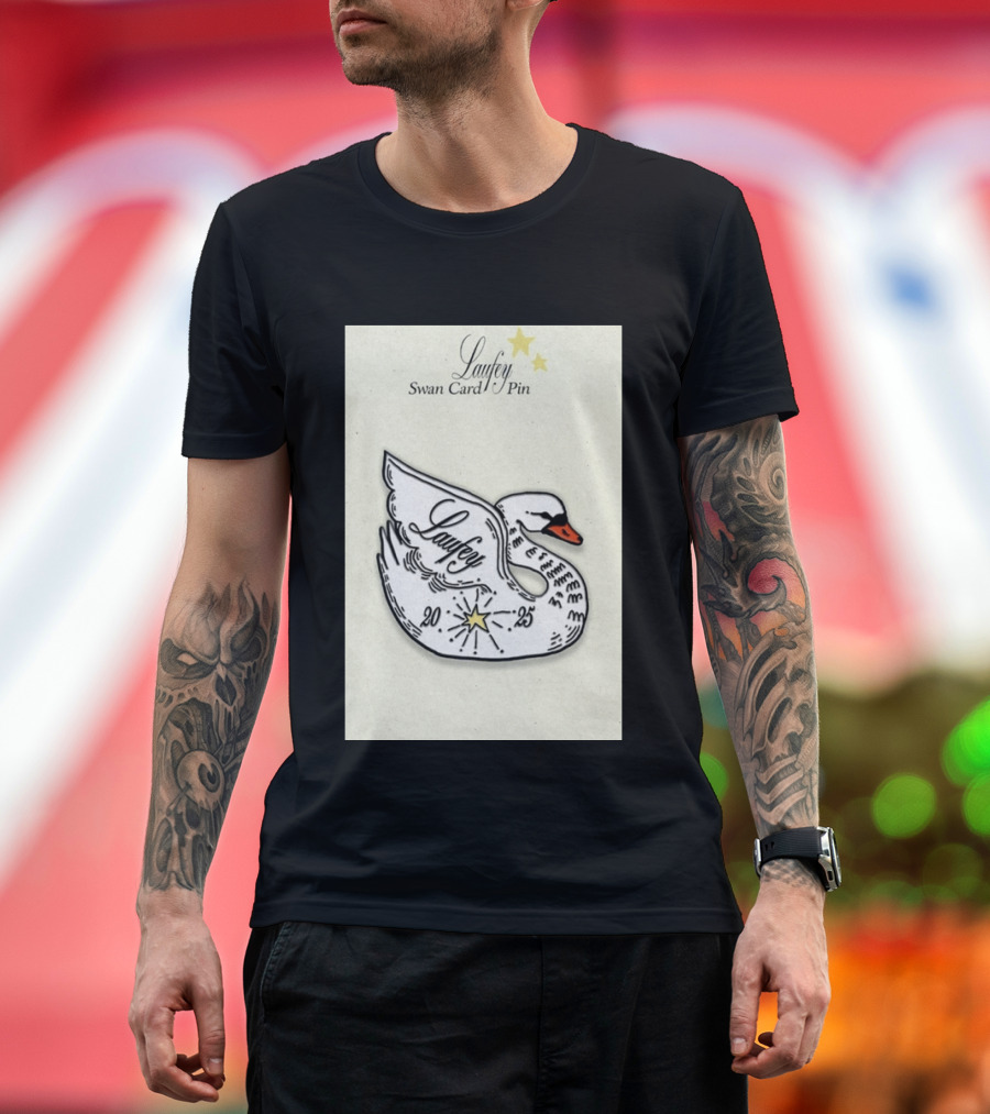 Laufey Swan Card Pin 2025 Stars Event T-Shirt