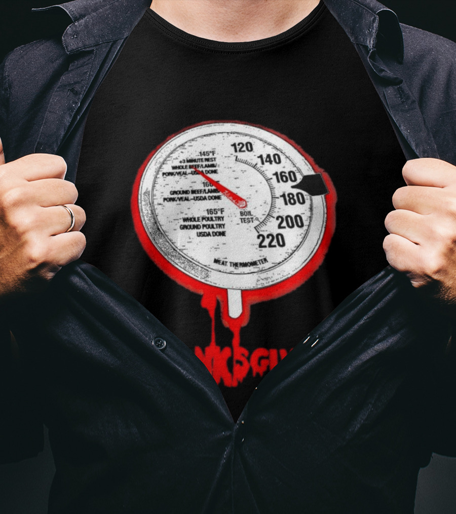 Thanksgiving Meat Thermometer Creepy Design With Blood Red Dripping Effect T-Shirt