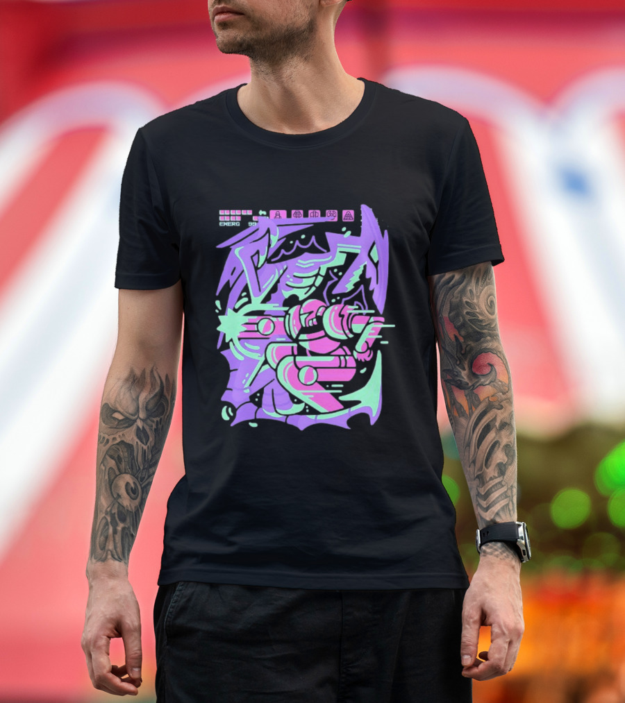 Metroid Space Pirate Skirmish Neon Glitch T-Shirt