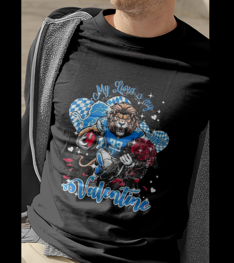 Valentine My Detroit Lions Football Love Roses Player T-Shirt