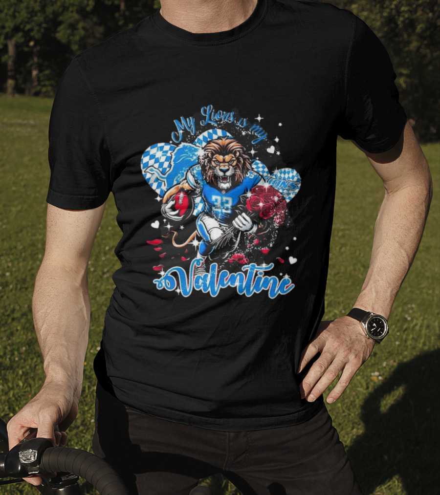 Valentine My Detroit Lions Football Love Roses Player T-Shirt