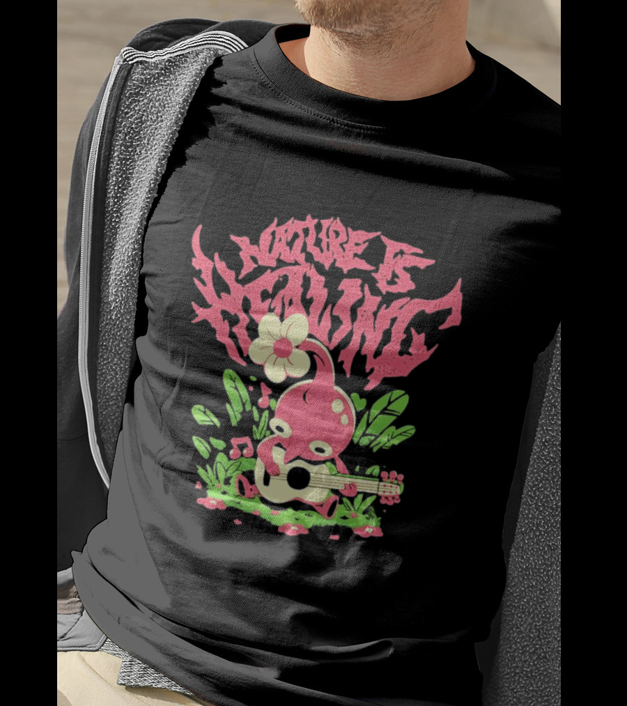 Nature Is Healing Pikmin Playing Guitar T-Shirt