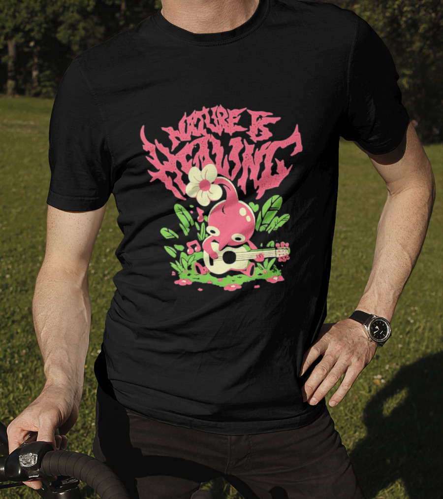 Nature Is Healing Pikmin Playing Guitar T-Shirt