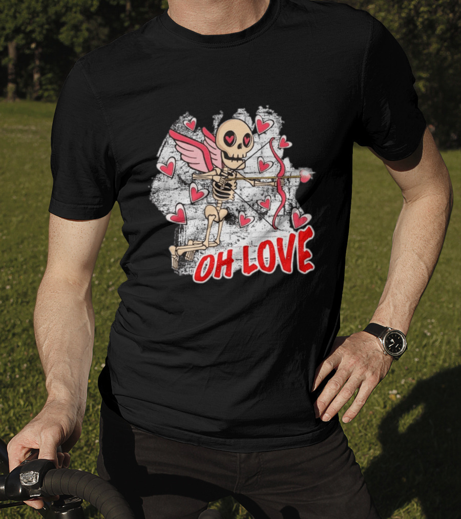 Skeleton Cupid Oh Love Hearts Valentine T-Shirt
