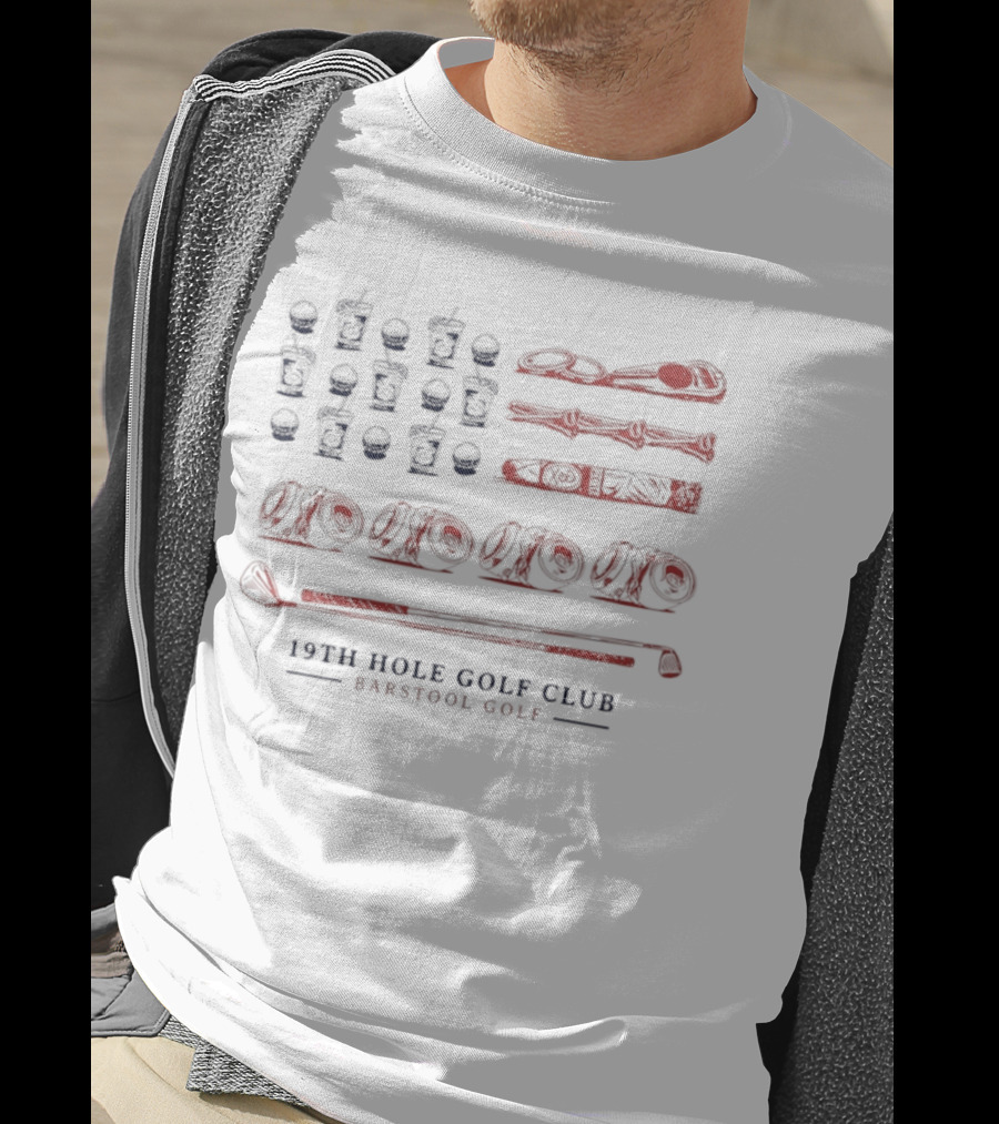 19th Hole Golf Club American Flag Bartool Golf T-Shirt
