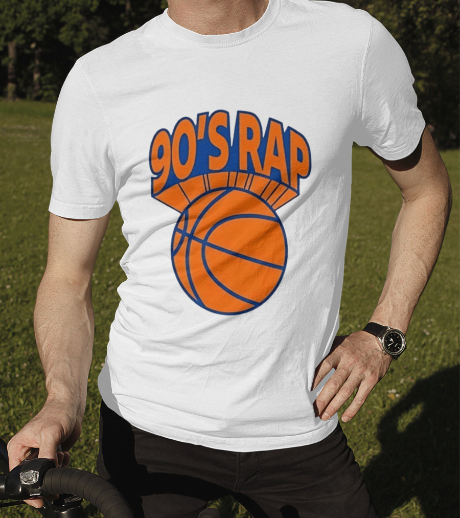 90's Rap Basketball Bold Orange Blue T-Shirt