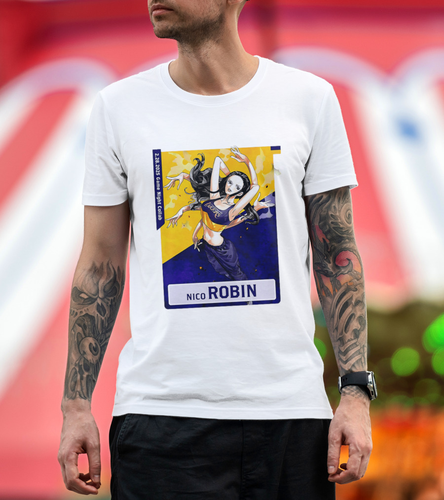 2025 Game Night Collab One Piece X Los Angeles Lakers Nico Robin T-Shirt