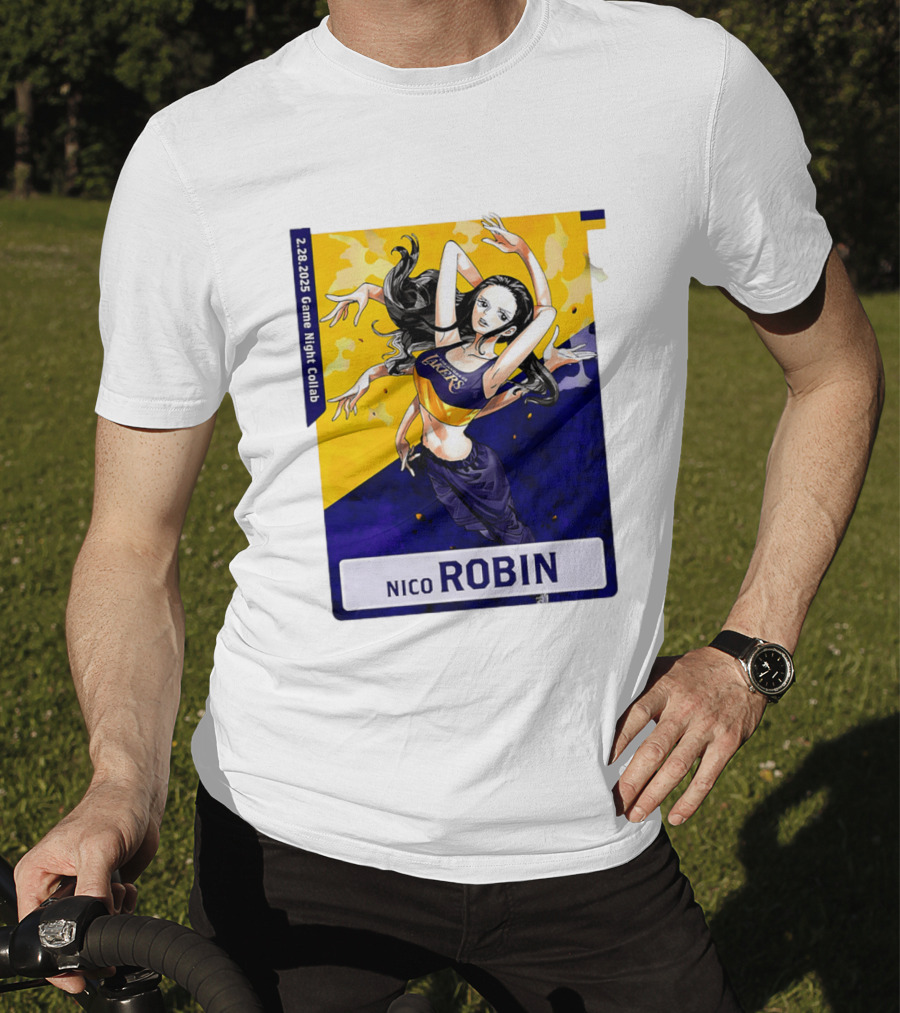 2025 Game Night Collab One Piece X Los Angeles Lakers Nico Robin T-Shirt