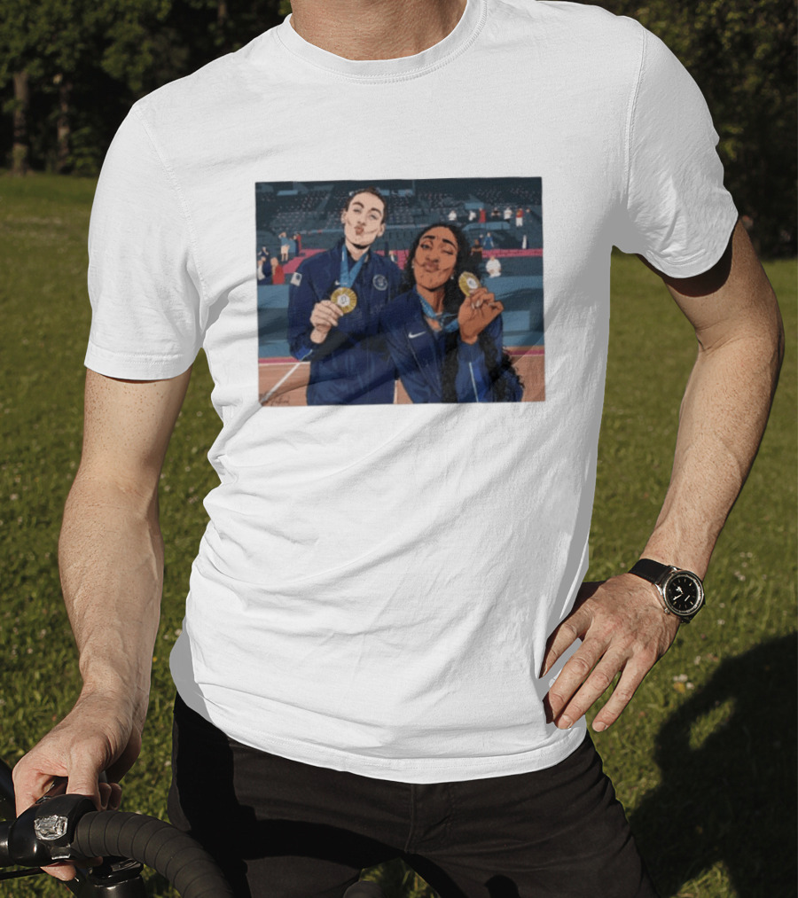 A'Ja Wilson Breanna Stewart Gold Medal Celebration WNBA T-Shirt
