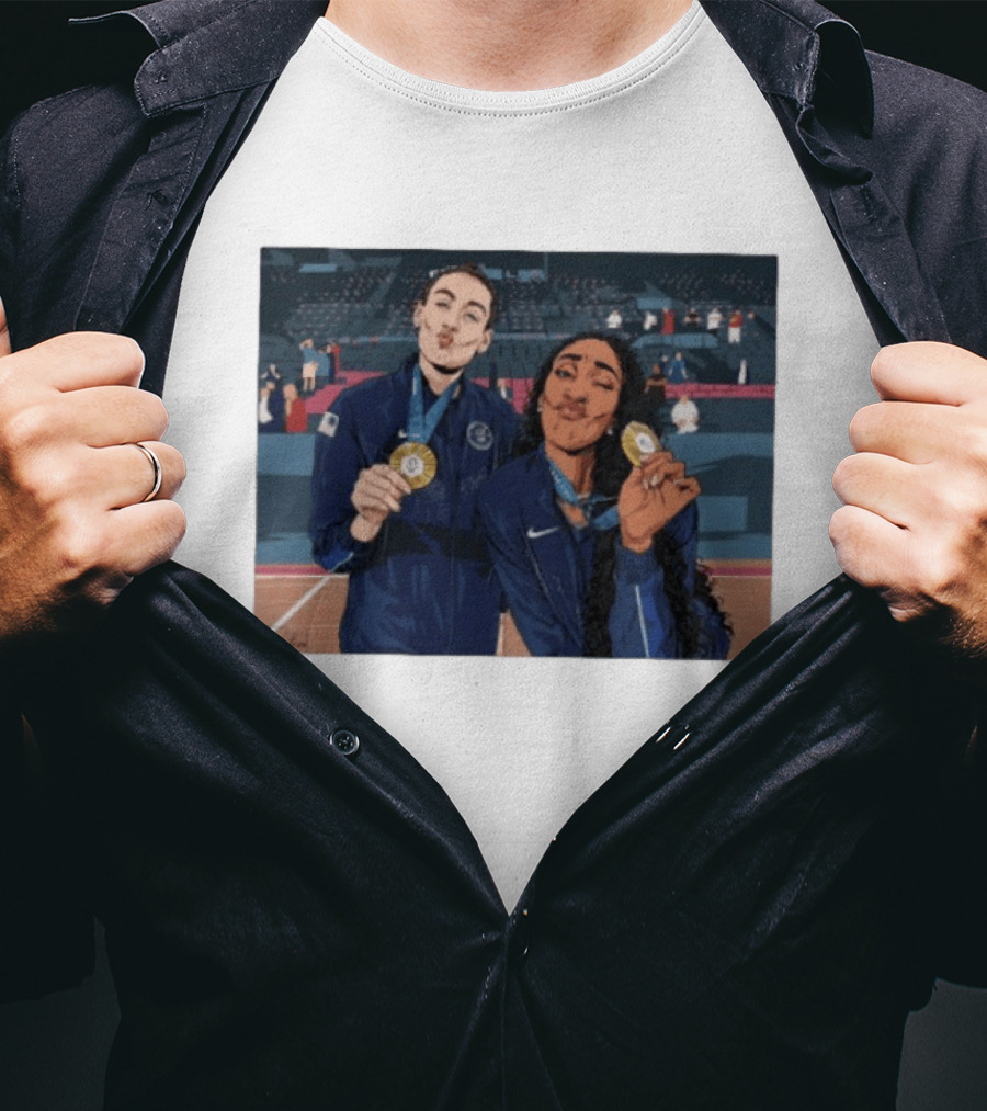 A'Ja Wilson Breanna Stewart Gold Medal Celebration WNBA T-Shirt