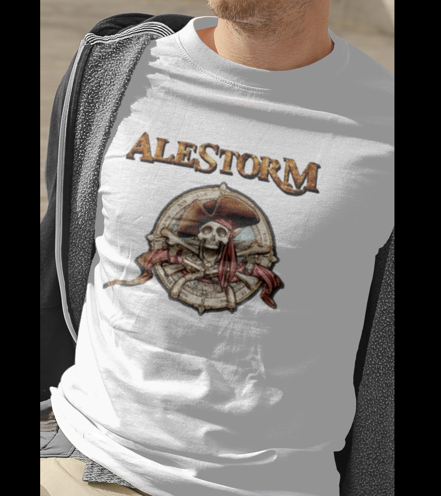 ALESTORM Pirate Skeleton Nautical Compass Skulls Crossbones T-Shirt