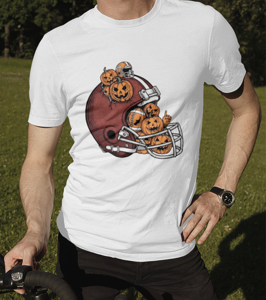 Cleveland Browns Halloween Pumpkin Football Helmet T-Shirt