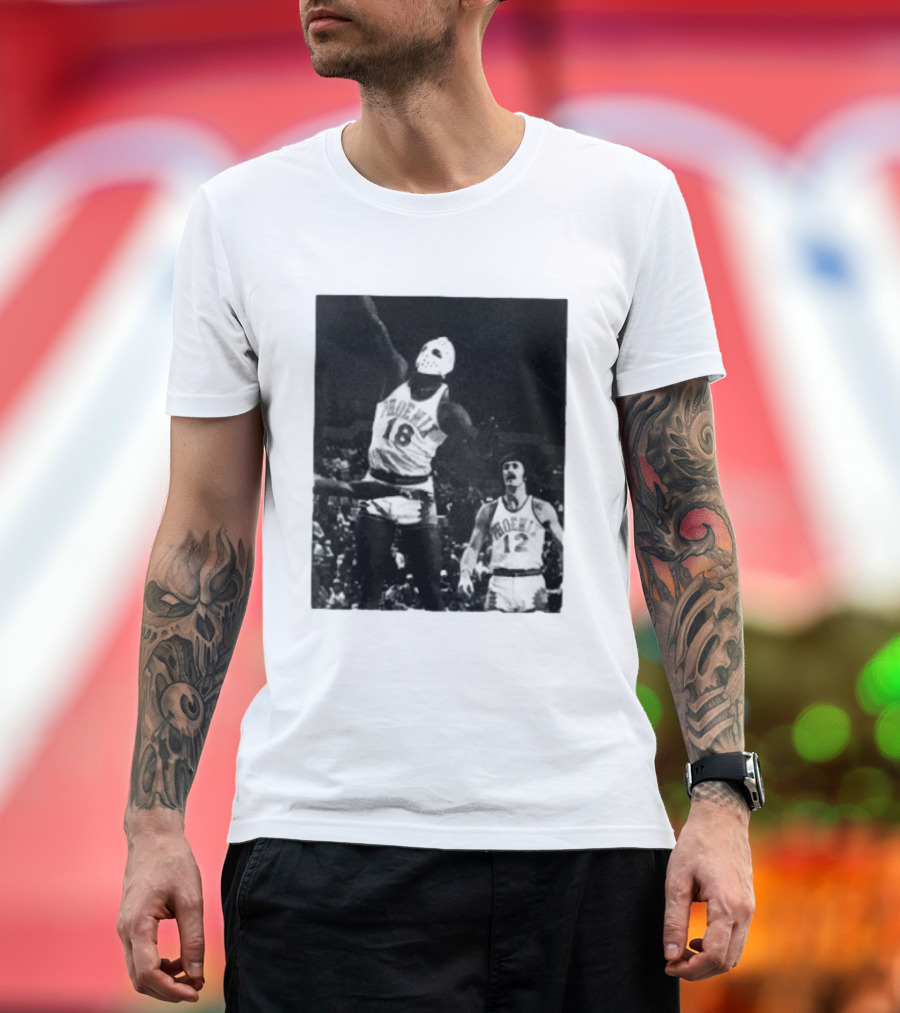 Curtis Perry Wearing Hockey Mask During Phoenix Suns NBA Game T-Shirt