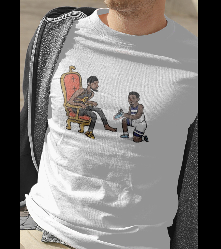 Anthony Edwards Kevin Durant Cartoon Shoe Fitting Basketball Scene T-Shirt