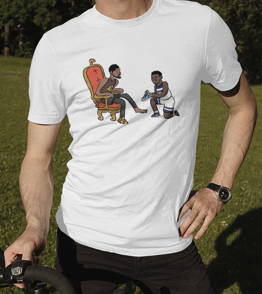 Anthony Edwards Kevin Durant Cartoon Shoe Fitting Basketball Scene T-Shirt