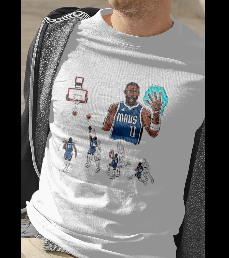 Dallas Mavericks Kyrie Irving Left Hand Hook Shot Game Winner Basketball Play Sequence T-Shirt