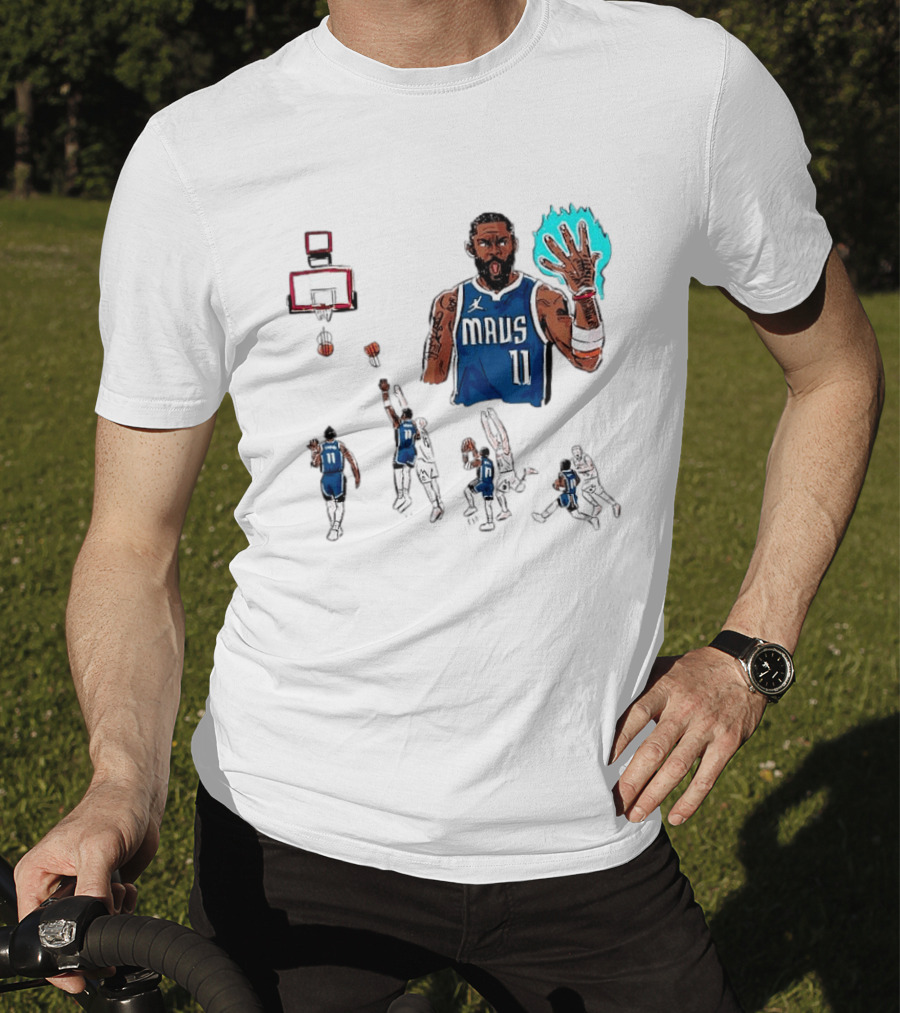 Dallas Mavericks Kyrie Irving Left Hand Hook Shot Game Winner Basketball Play Sequence T-Shirt