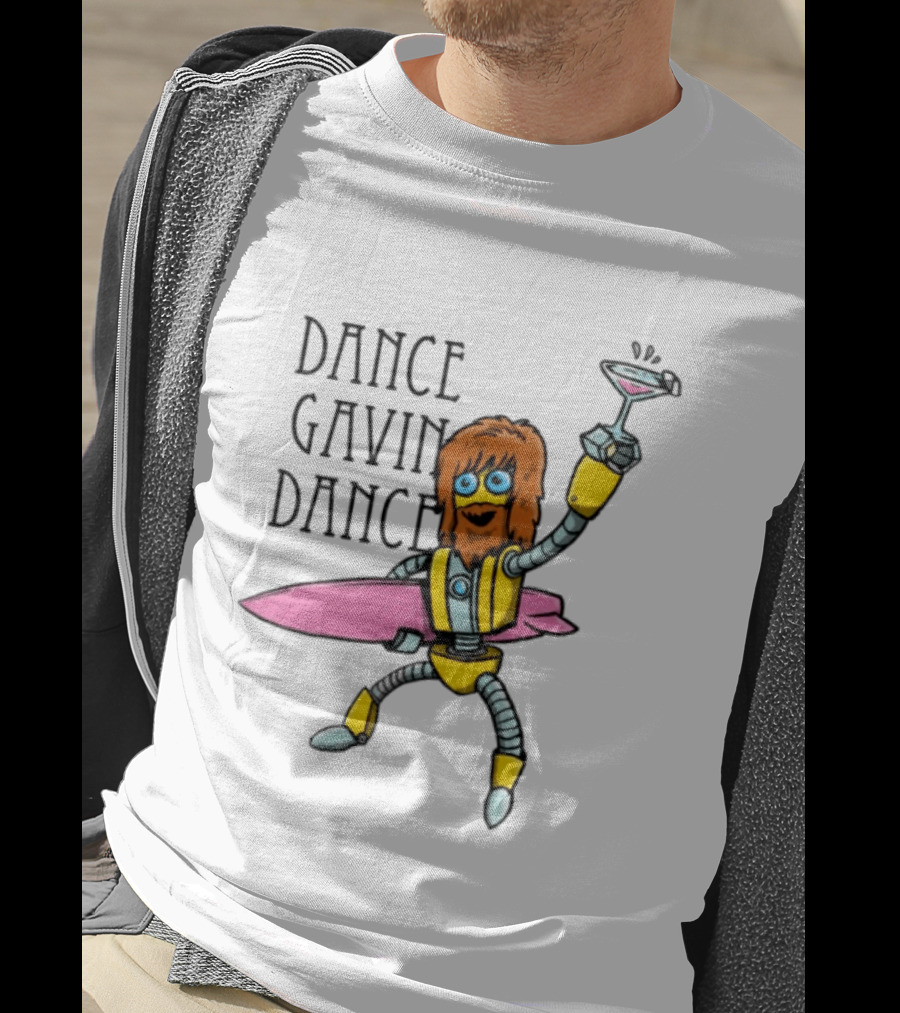 Dance Gavin Dance Surfing Robot With Pink Surfboard And Cocktail T-Shirt