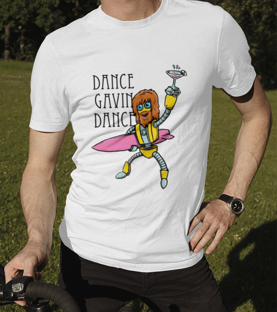 Dance Gavin Dance Surfing Robot With Pink Surfboard And Cocktail T-Shirt