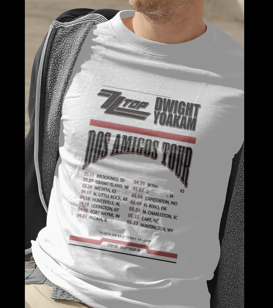 ZZ Top Dwight Yoakam Dos Amigos Tour 2026 Dates And Locations T-Shirt