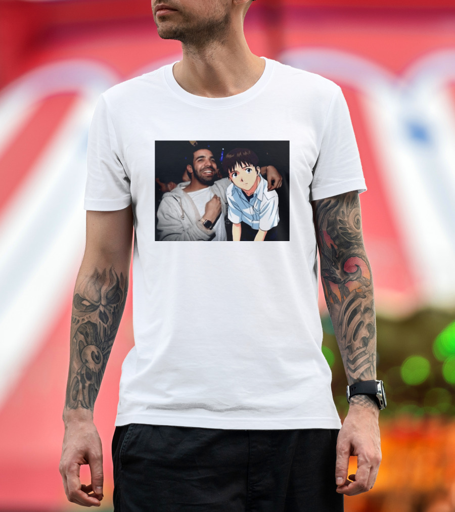 Drake With Shinji Ikari From Evangelion Anime T-Shirt