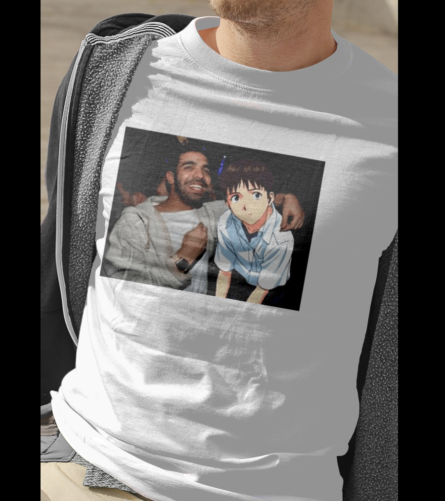 Drake With Shinji Ikari From Evangelion Anime T-Shirt