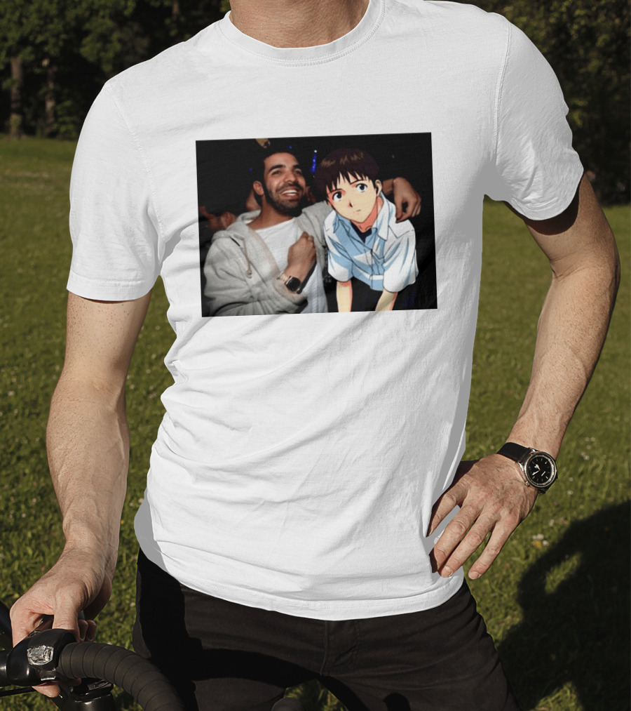 Drake With Shinji Ikari From Evangelion Anime T-Shirt