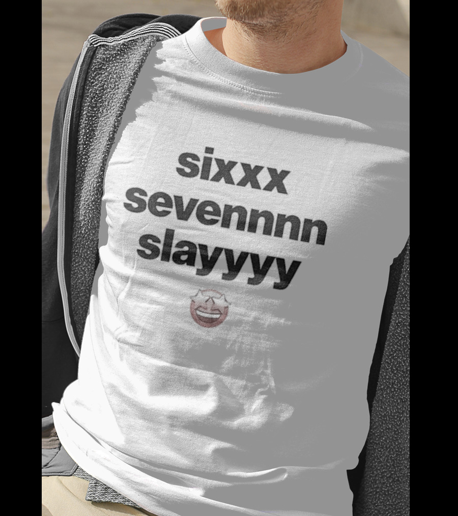 Sixxx Sevennnn Slayyyy Red Smiley Face T-Shirt