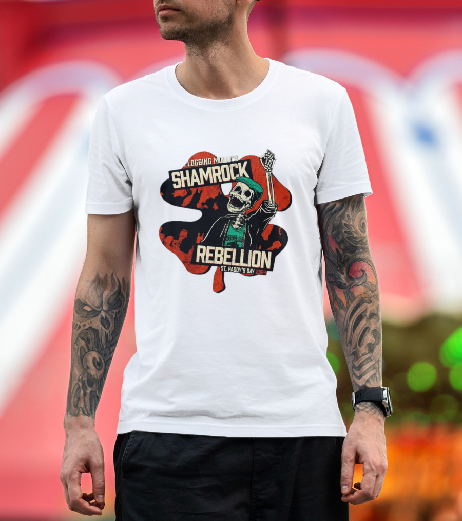 Flogging Molly Shamrock Rebellion St. Paddy's Day 2024 Skeleton T-Shirt