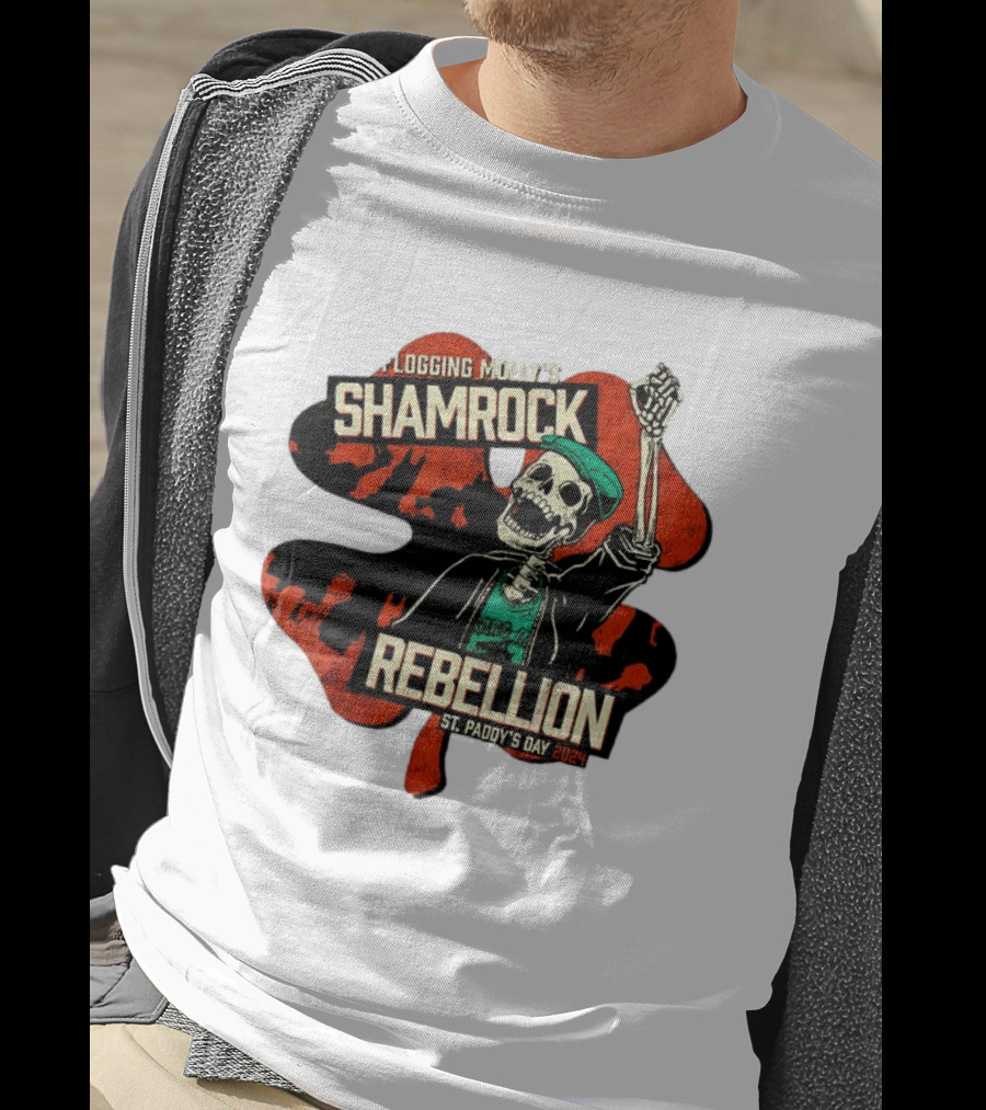 Flogging Molly Shamrock Rebellion St. Paddy's Day 2024 Skeleton T-Shirt