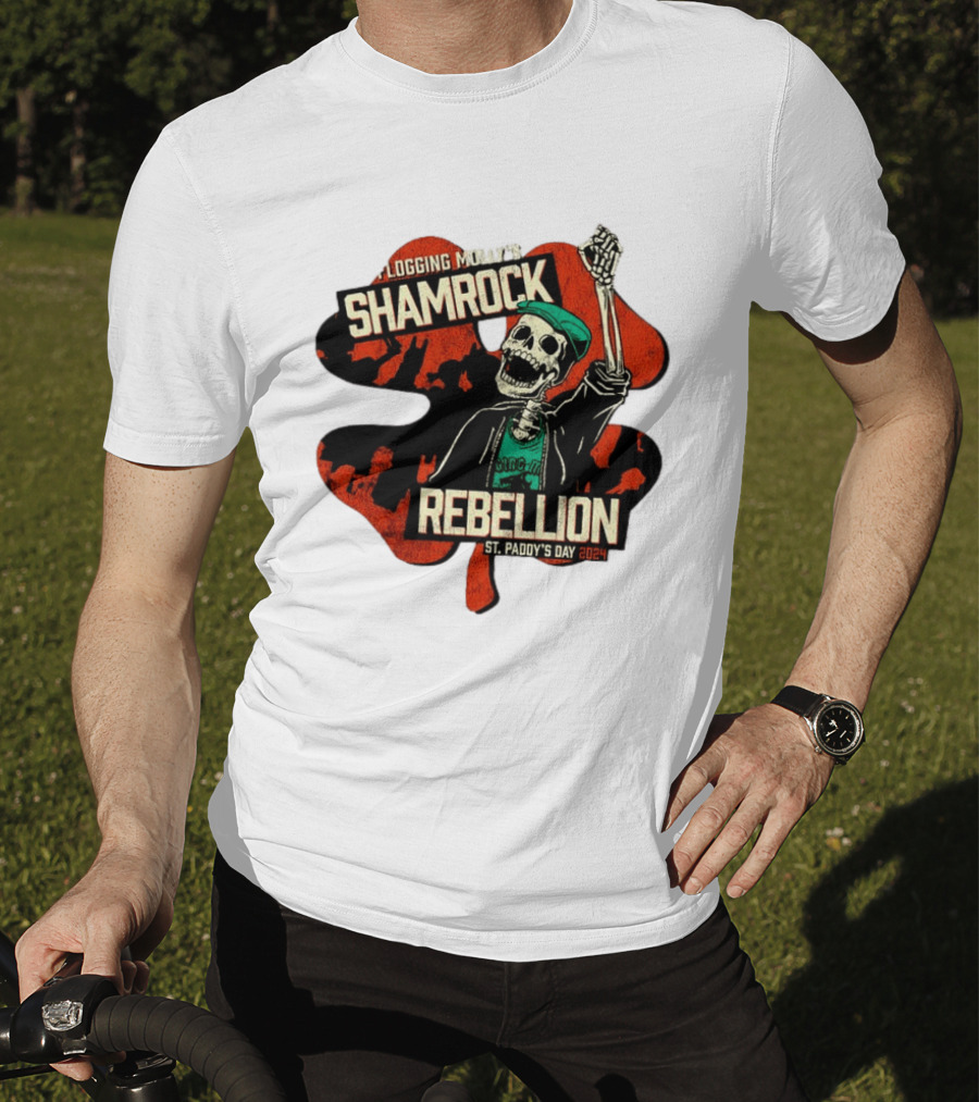 Flogging Molly Shamrock Rebellion St. Paddy's Day 2024 Skeleton T-Shirt