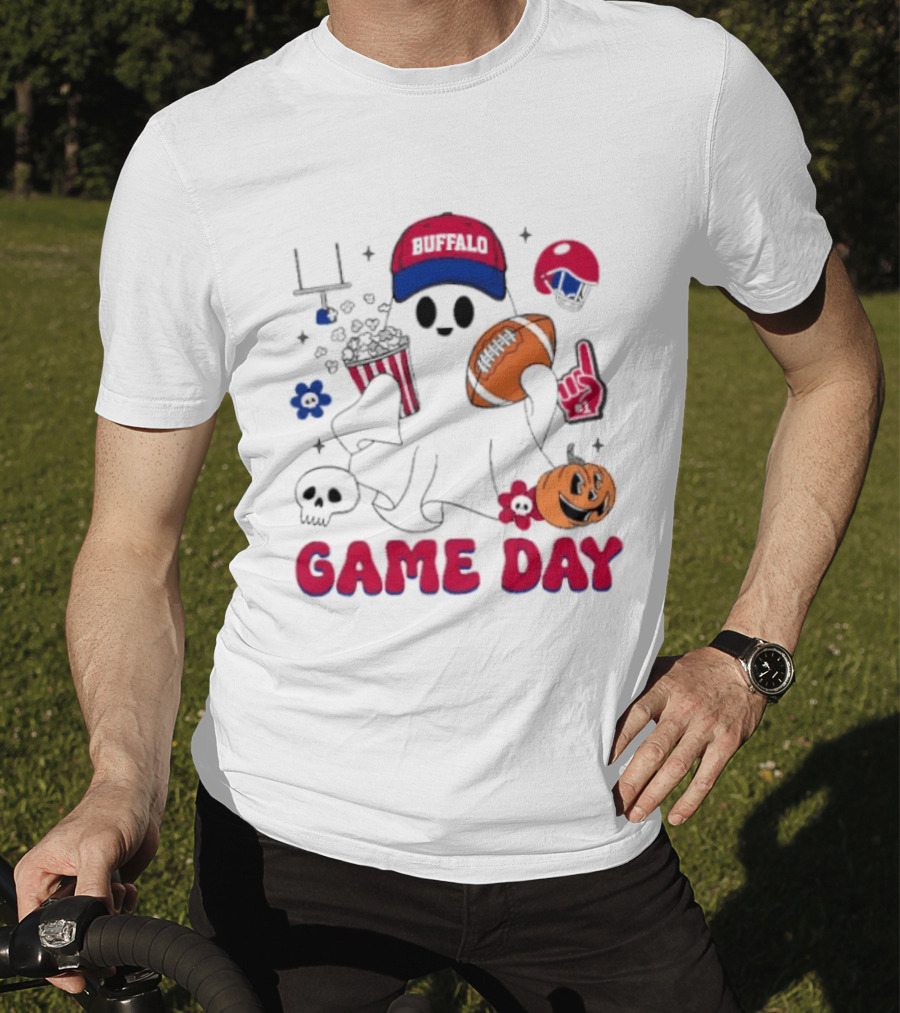 Buffalo Game Day Ghost Halloween Football Fun T-Shirt